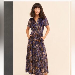 Anthropologie Short-Sleeve Floral Midi Dress | Size 2X